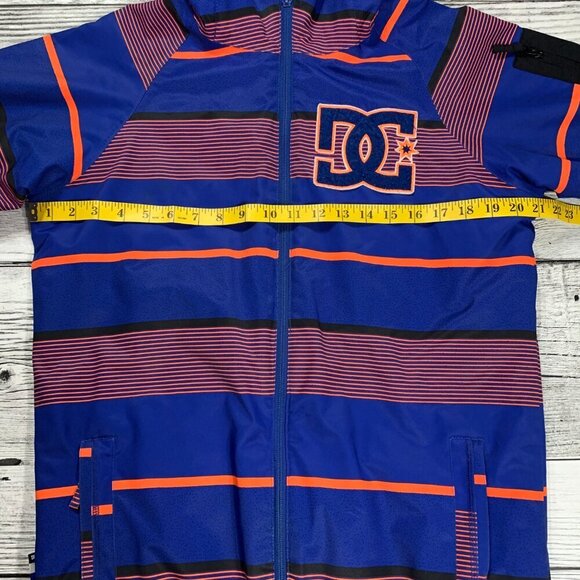 DC Shoes Co 10K Blue Orange Stripe Hooded Winter Snowboard Ski Jacket - Picture 8 of 13